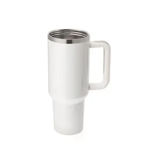 Galaxy 40oz (1160ml) White Travel Mug with Plastic Handle
