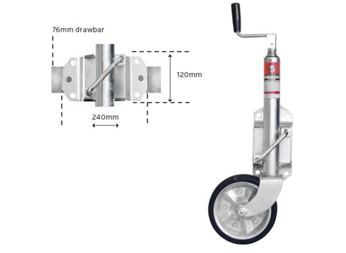 Jockey Wheel 250x50mm Solid Tyre