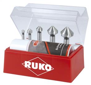 RUKO 102142 Countersink Set 6.3mm-25.0mm HSS 90Deg 3-Flute
