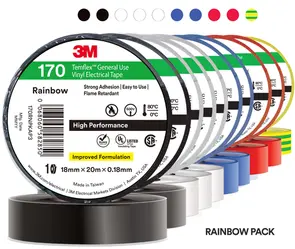 3M TEMFLEX 170 Rainbow Electrical Tape 18mm x 20m (Pkt Of 10)