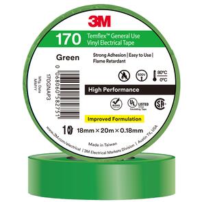 3M 170 Temflex PVC Electrical Tape 18.0mm Green