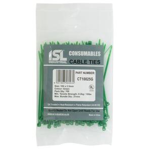 ISL Cable Tie 100 x 2.5mm Green CT10025G [100]