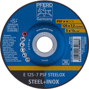 PFERD Inox D/C Grinding Disc E 125x7.0mm A24 PSF Steelox (LPSF)  (640883)