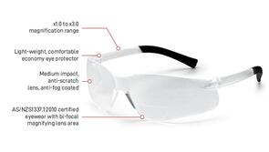 ESKO Safety Glasses, Bifocal 1.5 Magnification, Clear Lens  E1600