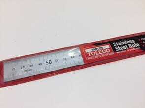 TOLEDO Stainless Steel Ruler Metric/Imperial  300mm/12" - Red