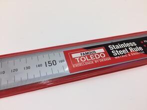 TOLEDO Stainless Steel Ruler Metric/Imperial  600mm/24" - Red