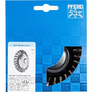 PFERD Threaded Bevel Brush, Knotted POS KBG 11515/M14 Inox 0,35