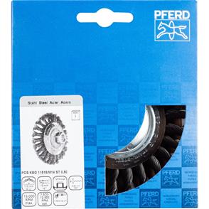 PFERD Threaded Bevel Brush, Knotted POS KBG 11515/M14 Steel 0,50