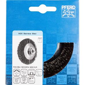 PFERD Threaded Bevel Brush, Crimped POS KBU 10010/M14 Inox 0,35