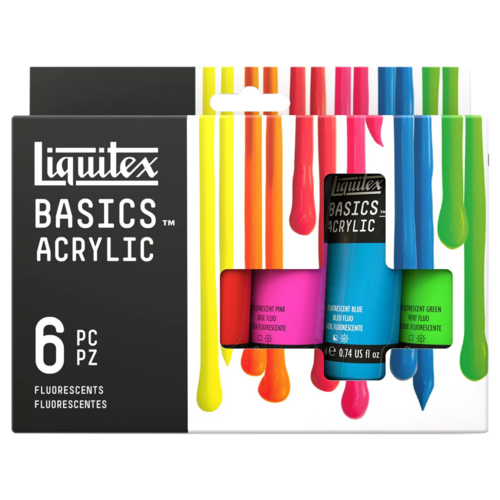 Fluro Ribbons Liquitex Basics Acrylic 22ml Set of 6 - Fluro | The Ribbon Rose