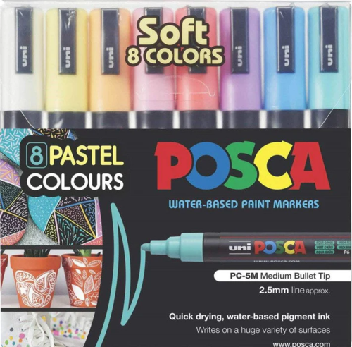 Uni Posca 1.8-2.5mm 8 Pack - Soft Colours | The Ribbon Rose