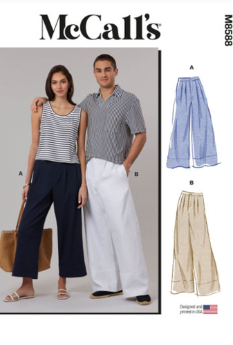 McCalls Sewing Pattern Unisex Pants in Two Lengths M8588 | The Ribbon Rose