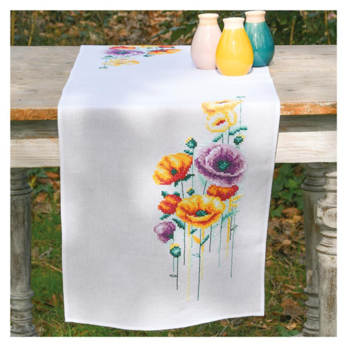 Vervaco Cross Stitch Table Runner Kit Poppies | The Ribbon Rose