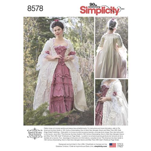 Simplicity Pattern 8578 Women’s' 18th Century Gown | The Ribbon Rose