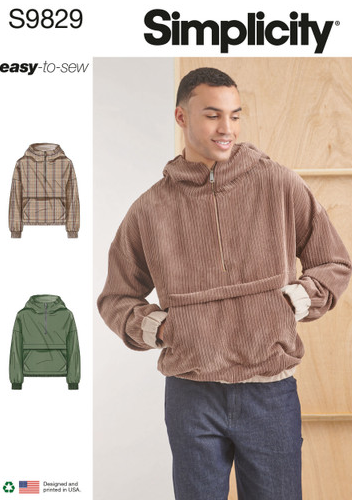 Simplicity Sewing Pattern Men's Half Zip Hoodie S9829 | The Ribbon Rose