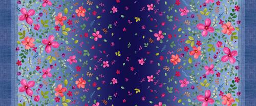 Michael Miller Zen Garden Double Happiness 12" Border Navy | The Ribbon ...