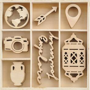 Kaisercraft Wood Embellishments - Journey, 40/Pkg