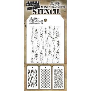 Stampers Anonymous Tim Holtz 3/pk Mini Layering Stencils - Set 50