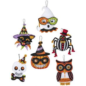 Bucilla Felt Ornaments Applique Kit Set Of 6 - Vintage Halloween