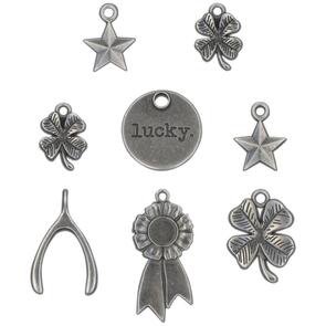 Idea-Ology Tim Holtz Metal Adornments 8/Pkg - Lucky