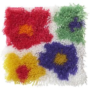 Caron Wonderart Shaggy Latch Hook Kit 12"X12" - Flowers