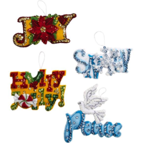 Bucilla Felt Ornaments Applique Kit Set of 4 - Words for the Season