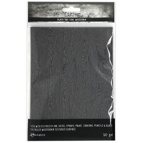 Ranger Ink Tim Holtz Distress Woodgrain Cardstock 5"X7" 10/Pkg - Black