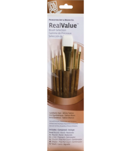 Princeton Real Value SH White Pack (Round 3/0, 2, Liner 1, Shader 4, 6, Wash 1/4")