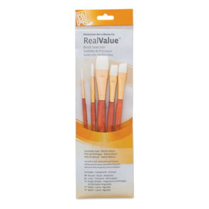 Princeton Real Value SH White Pack (Round 8, Liner 2, Angle Shader 1/2", Wash 1/2", 3/4")
