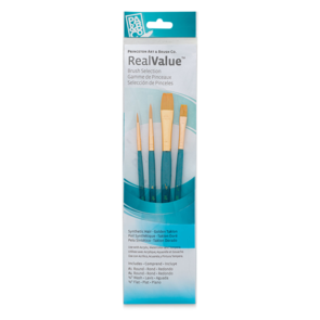 Princeton Real Value SH Gold Pack (Round 1, 4, Wash 1/4" Flat 1/2")