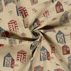 Nooteboom Linen Look Fabric Digital Printed Beach Houses - 200gsm
