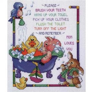 Janlynn Cross Stitch Kit: Bathtime Rules