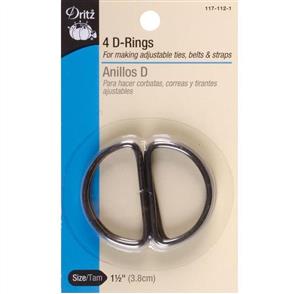 Dritz Metal "D" Rings 1-1/2" 4/Pkg - Black