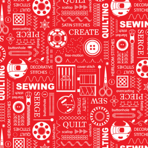 Benartex Contempo Sewing Room 2; Stitches - Red
