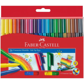 Faber-Castell Connector Felt Tip Markers - Cardboard Wallet of 20