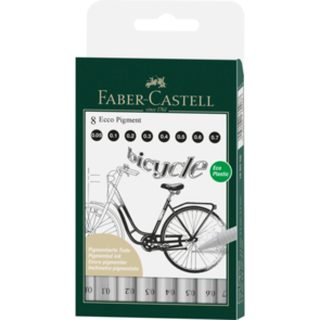 Faber-Castell Ecco Pigment Fineliners Black - 0.05,0.1,0.2,0.3,0.4,0.5,0.6,0.7 Set of 8