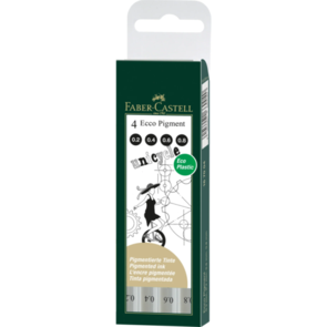 Faber-Castell Ecco Pigment Fineliners Black - 0.2mm, 0.4mm, 0.6m, 0.8mm Set of 4