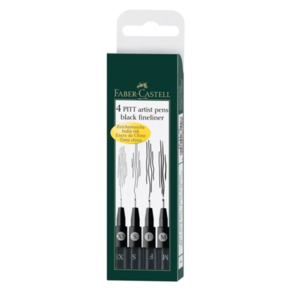 Faber-Castell Pitt Artist Pens Black - XS 199, S 199, F 199, M 199 Set of 4