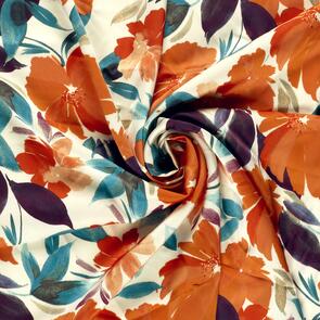Nooteboom Satin Duchesse Fabric Printed Flowers - 185gsm