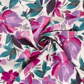 Nooteboom Satin Duchesse Fabric Printed Flowers - 185gsm