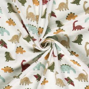 Nooteboom Muslin Fabric Printed Dinosaurs - 135gsm