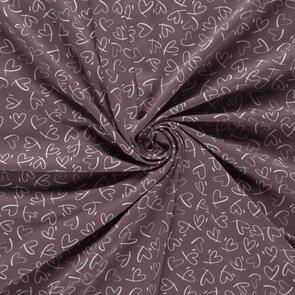 Nooteboom Jersey Fabric Printed Hearts - 200gsm - Lila
