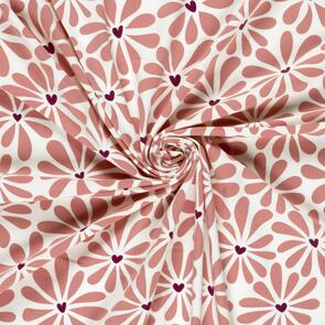 Nooteboom Jersey Fabric Printed Flowers - 200gsm - Off White