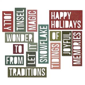 Sizzix Tim Holtz Dies - Happy Holidays : Block - 16 Dies