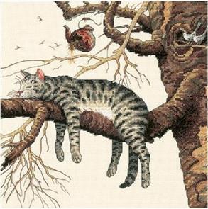 Dimensions Too Pooped - Cat Cross Stitch Kit