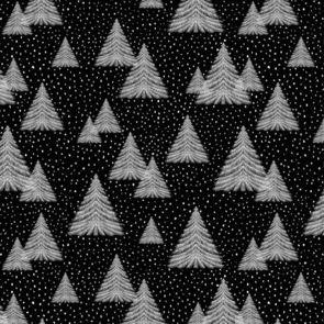 Wilmington Prints Snowy Tidings - Snowy Trees - Black