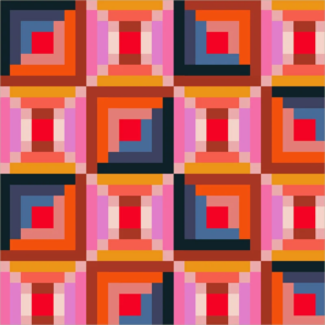 Windham Fabric Happy Place || Log Cabin - Sunset