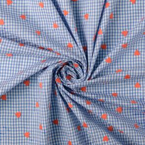 Nooteboom Cotton Poplin Fabric Embroidered Hearts - 105gsm