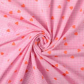 Nooteboom Cotton Poplin Fabric Embroidered Hearts - 105gsm