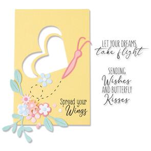 Sizzix Framelits Die Set 6PK w/4PK Stamps Butterfly Wishes